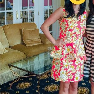 Julie Brown Elenor Pink Combo Peplum Dress, Sz 8